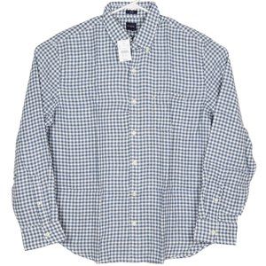 J Crew Linen Blend Button Down Shirt Gingham Teal